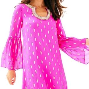 Lily Pulitzer pink and gold detail dress